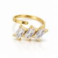 Ατσάλινο Δαχτυλίδι Triple Crystal – Χρυσό