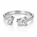 Ατσάλινο Δαχτυλίδι Crystal Duo – Ασημί