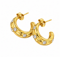 Ατσάλινα Σκουλαρίκια Crystal Sculpt Hoops – Χρυσό