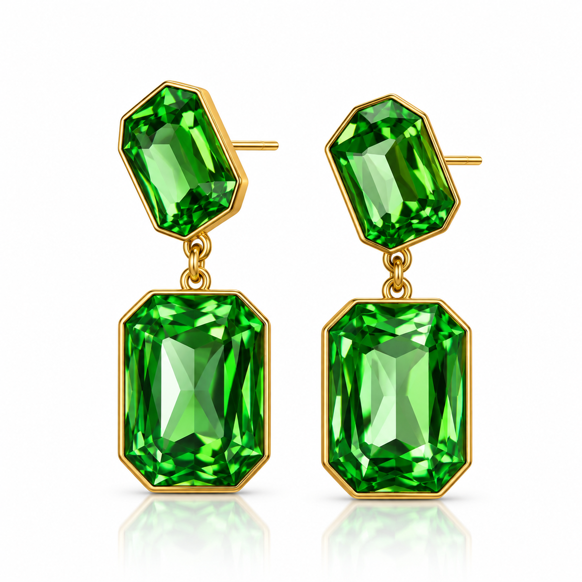 Ατσάλινα Σκουλαρίκια Emerald Glow – Χρυσό
