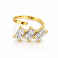 Ατσάλινο Δαχτυλίδι Triple Crystal – Χρυσό