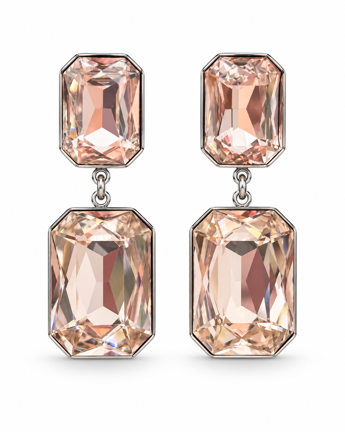 Ατσάλινα Σκουλαρίκια Blush Crystal – Ασημί