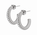 Ατσάλινα Σκουλαρίκια Crystal Hoops – Ασημί